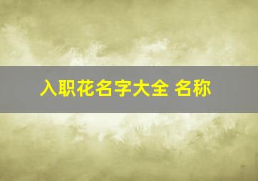 入职花名字大全 名称